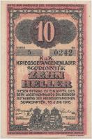 Sopronnyék / hadifogolytábor 1916.06.16. 10f arab sorozat- és sorszámmal T:II-