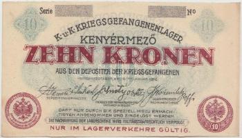 Kenyérmező/hadifogolytábor 1916. január 15. 10K sorozat- és sorszám nélkül T:I-
