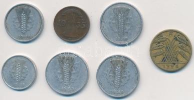 Németország / Weimari Köztársaság 1924A 10Rpf Cu + Német 3. Birodalom 1935D 1Rp Br + NDK 1948-1950A ...