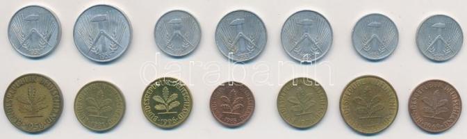 NDK 1952-1953. 1Pf Al (3x) + 5Pf Al (3x) + 10Pf Al + NSZK 1950-1996. 1Pf + 2Pf + 5Pf (3xklf) + 10Pf ...