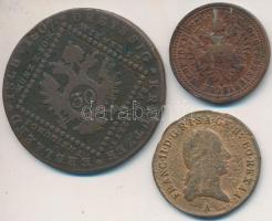 1807. 30Kr + Ausztria 1800A 1Kr Cu + 1851A 1Kr Cu T:2,2-,3/4