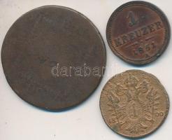 1807. 30Kr + Ausztria 1800A 1Kr Cu + 1851A 1Kr Cu T:2,2-,3/4