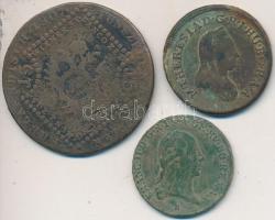 1780K 1Kr Cu + 1800B 1Kr Cu + Ausztria 1807A 15Kr Cu T:2-,3