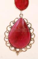 Ezüst(Ag) nyaklánc rubinvörös kövekkel díszített medállal, jelzett, br: 24,2 g