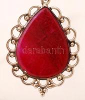 Ezüst(Ag) nyaklánc rubinvörös kövekkel díszített medállal, jelzett, br: 24,2 g