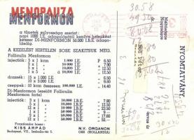 Menformon, hormonális zavarokra, reklám / medicine advertisement (11.5 x 15.5 cm) (fa)