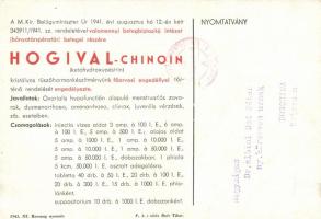 Hogival Chinoin, a méh nyálkahártyáját felépíti reklám / medicine advertisement (11.8 x 17 cm) (EK)