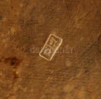 Ezüst (Ag) szelence gyöngyház mozaik berakással, jelzett, d: 5,5 cm, br: 62,4 cm