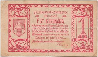 Esztergom 1919. június 10. 2K utalvány, felülbélyegzett T:III-