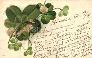 Clover, pearl decoration, litho (fa)