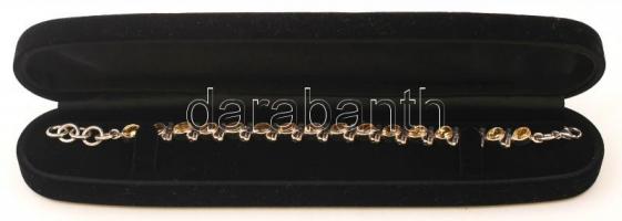 Féldrágakövekkel(citron) kirakott ezüst(Ag) karkötő, jelzett, br: 22,4 g