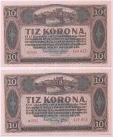 1920. 10K (2x) sorszámkövetők T:I-,II hajtatlan