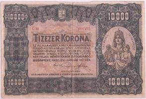 1920. 10.000K "Orell Füssli Zürich" piros sorozat- és sorszámmal T:III