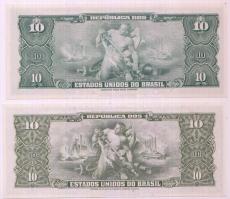 Brazília 1963. 10C + 1967. 10C "1c" felülbélyegzéssel T:I,I-
Brazil 1963. 10 Cruzeiros + 1...