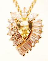 Tűzaranyozott citrin díszítésű ezüst(Ag) medál láncon, jelzett, 7,8 g