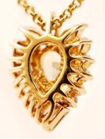 Tűzaranyozott citrin díszítésű ezüst(Ag) medál láncon, jelzett, 7,8 g