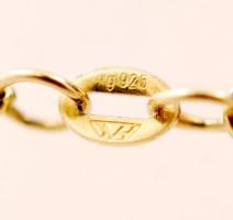 Tűzaranyozott citrin díszítésű ezüst(Ag) medál láncon, jelzett, 7,8 g