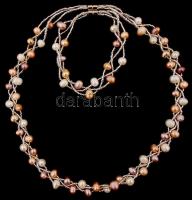 Fűzött gyöngynyaklánc, igazgyöngy kagyló héja