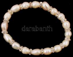 Fűzött gyöngynyaklánc, igazgyöngy kagyló héja