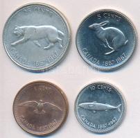 Kanada 1967. 1c + 5c + 10c Ag + 25c Ag T:2,PP Canada 1967. 1 Cent + 5 Cents + 10 Cents Ag + 25 Cents Ag C:XF,PP