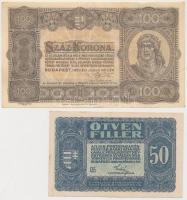 1920. 50f + 1923. 100K "Magyar Pénzjegynyomda Rt. Budapest" T:II,III