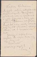 1886 Arany László (1844-1898) kézzel írt levele sógorának, Szél Kálmánnak, felesége Széll Piroska (1...