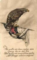 German flag, eagle, propaganda, litho