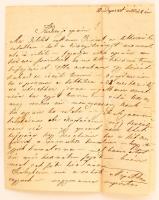cca 1882 Széll Piroska (1865-1886) levele apjához, Szél Kálmán szalontai esperesnek friss hírekkel és értesülésekkel különböző családi ügyekben