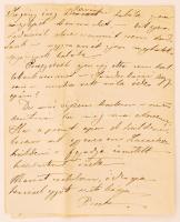 cca 1882 Széll Piroska (1865-1886) levele apjához, Szél Kálmán szalontai esperesnek friss hírekkel é...