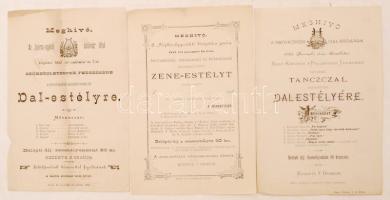 1882-1885 A ceglédi, a nagykőrösi ás az öcsödi dalárda dalestélyekre szóló 12 db meghívója(többségében a ceglédié)