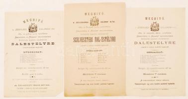 1882-1885 A ceglédi, a nagykőrösi ás az öcsödi dalárda dalestélyekre szóló 12 db meghívója(többségéb...