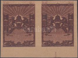 1904 Budapest Székesfőváros okirati illetékbélyeg barna színű próbanyomata párban, felirat és értékjelzés nélkül / City of Budapest fiscal stamp imperforate proof pair
