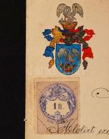 1898 Budapest, alispán által kiállított családi nemesség- és címerigazolás Pest vármegyéből, okmányb...