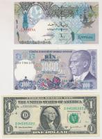 Vegyes: Törökország 1970. 1000L + Amerikai Egyesült Államok 2003A 1$ + Qatar 2003. 1R T:I,II Mixed: Turkey 1970. 1000 Lira + USA 2003A 1 Dollar + Qatar 2003. 1 Riyal C:UNC,XF