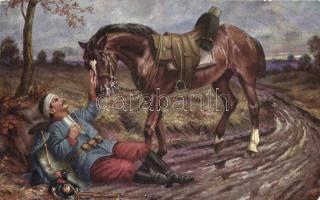 Én nem hagylak el. / Injured soldier with horse, artist signed (EB)