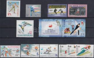 Téli Olimpia, Salt Lake city 12 db bélyeg, közte sorok és szelvényes bélyeg, Salt Lake City Winter Olympics 12 stamps with sets and coupon stamps