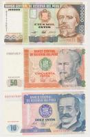 Peru 1987. 10I + 50I + 1989. 100.000I T:I Peru 1987. 10 Intis + 50 Intis + 1989. 100.000 Intis C:UNC