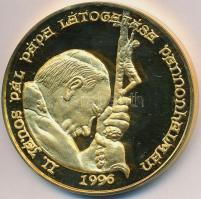 Bognár György (1944-) 1996. II. János Pál pápa látogatása Pannonhalmán aranyozott fém emlékérem (42mm) T:PP felületi karc