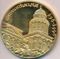 Bognár György (1944-) 1996. "II. János Pál pápa látogatása Pannonhalmán" aranyozott fém em...