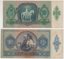 1936. 10P + 1941. 20P mindkettő hamis nyilaskeresztes felülbélyegzéssel (fake overprints) T:III