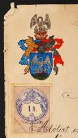 1898 Budapest, főlevéltárnok által kiállított családi nemesség- és címerigazolás Pest vármegyéből, o...