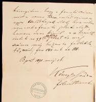 1898 Budapest, főlevéltárnok által kiállított családi nemesség- és címerigazolás Pest vármegyéből a ...