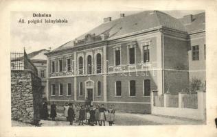 Dobsina, Polgári leányiskola; Grünwald képeslap király kiadása / girl school