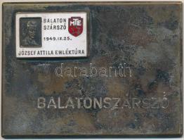 1949. "Magyar Turista Egyesület - Balatonszárszó - József Attila Emléktúra" zománcozott fém plakett (59x80mm) T:2