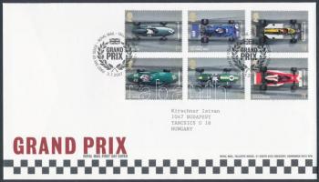 Grand Prix set on FDC, 50 éves az angol Forma 1 nagydíj sor FDC-n