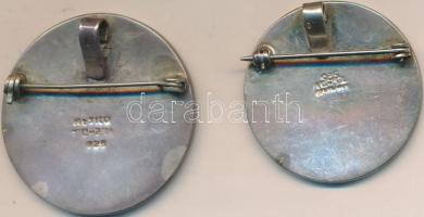 DN 2db zománcozott, jelzett Ag jelvény indián motívumokkal (21,62g+17,9g/0.925/39+35mm) T:2