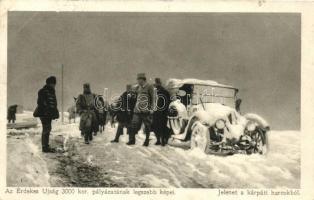 Az Érdekes Újság kiadása: Jelenet a kárpáti harcokból /  Carpathians, winter, soldiers, automobile