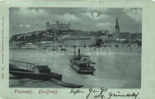 Pozsony, vár, hajó / castle, ship, night, Otto Hayd No. 9328. (EK)