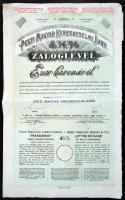 Budapest 1917. "Pesti Magyar Kereskedelmi Bank" 4 1/2% záloglevele 1000K-ról, szárazpecséttel és szelvényekkel T:III