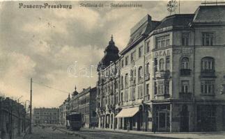 Pozsony, Stefánia út, Deák szálló / street, hotel (EK)